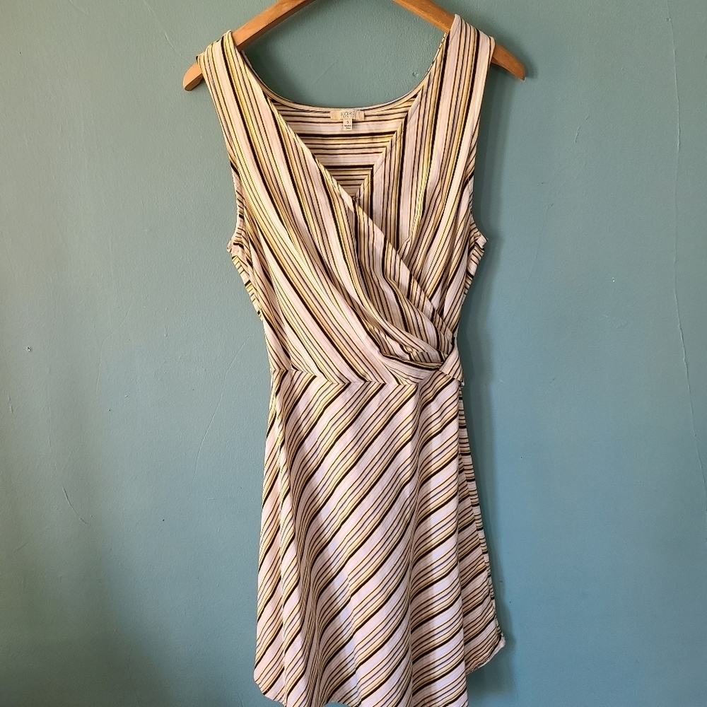 Kori America Striped Wrap Top Dress Size Small